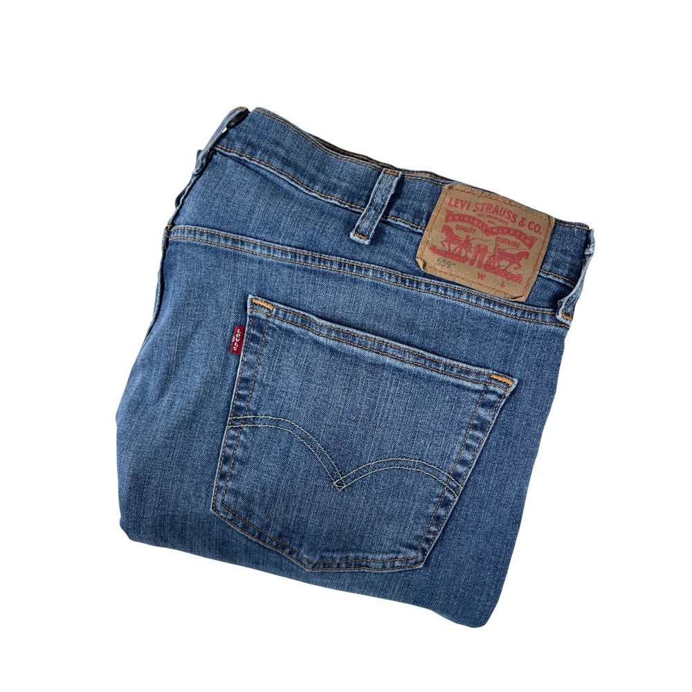 Levis 559 Relaxed Straight Leg Blue Denim Jeans Med Wash Mens 44x36 (45x35.5)